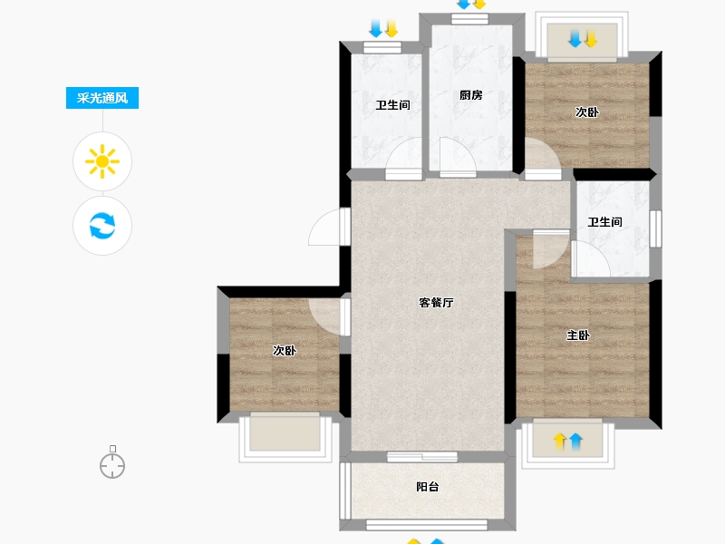 云南省-昆明市-中建龙熙国际-59.42-户型库-采光通风