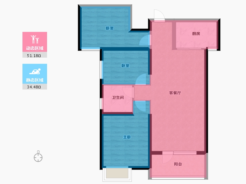 内蒙古自治区-包头市-海伦国际三期-76.00-户型库-动静分区