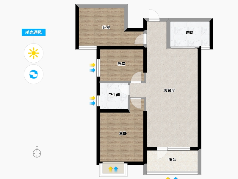 内蒙古自治区-包头市-海伦国际三期-76.00-户型库-采光通风