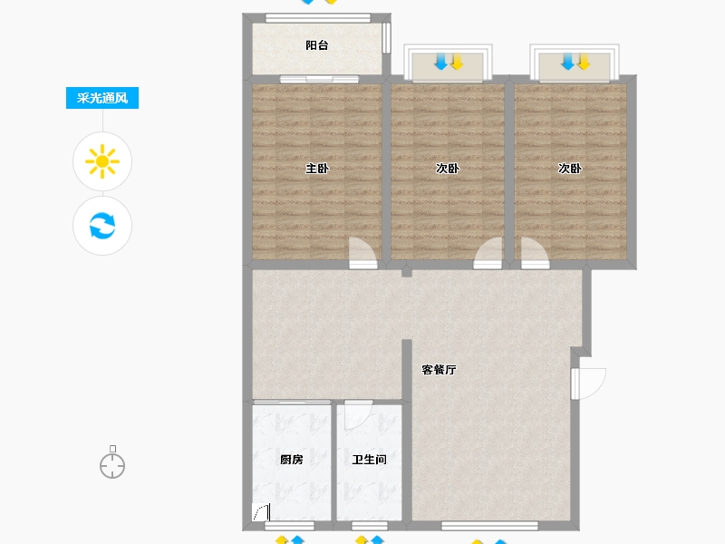 河北省-沧州市-小堤-116.00-户型库-采光通风