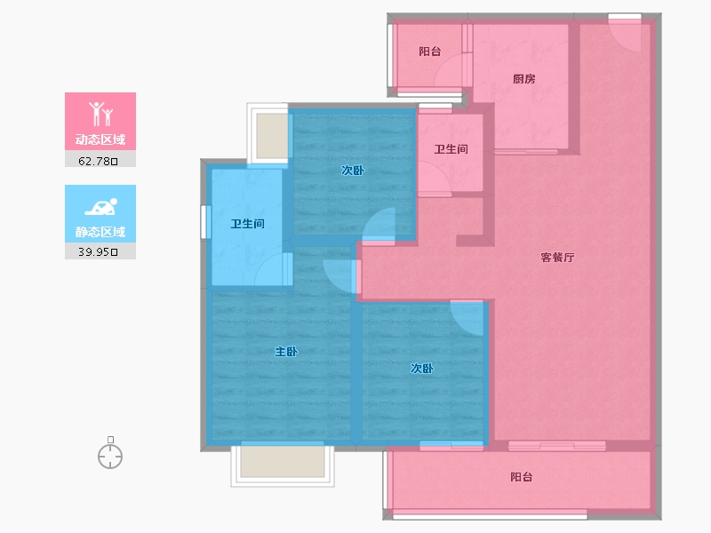 云南省-昆明市-龙湖天璞-91.20-户型库-动静分区