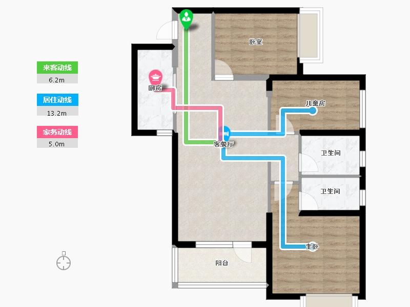 内蒙古自治区-包头市-海伦国际三期-82.39-户型库-动静线