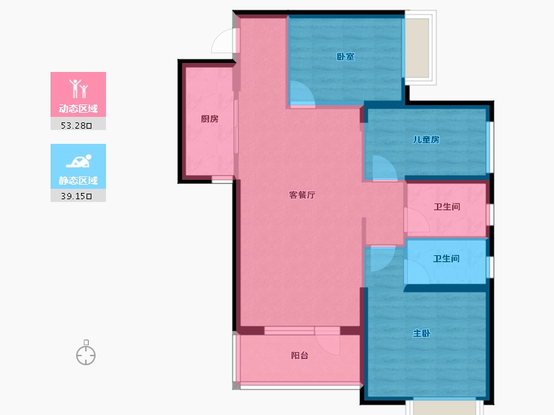 内蒙古自治区-包头市-海伦国际三期-82.39-户型库-动静分区