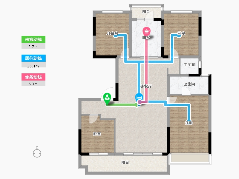 河南省-南阳市-碧桂园南都府-130.69-户型库-动静线