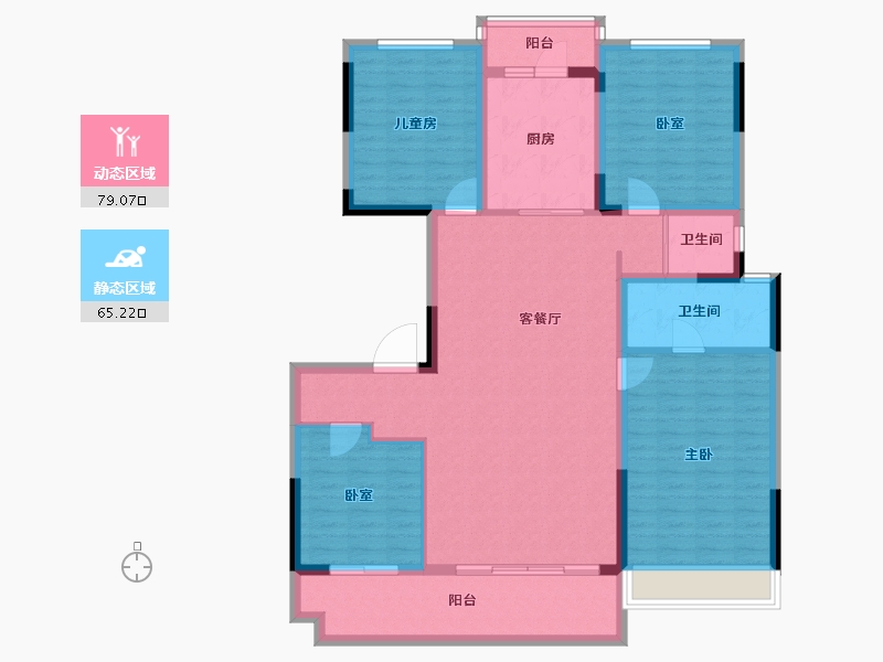 河南省-南阳市-碧桂园南都府-130.69-户型库-动静分区