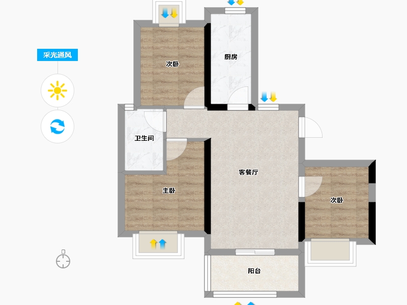 云南省-昆明市-中建龙熙国际-57.16-户型库-采光通风