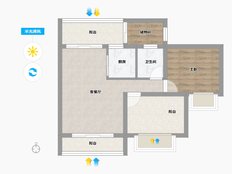 海南省-万宁市-石梅半岛-51.45-户型库-采光通风