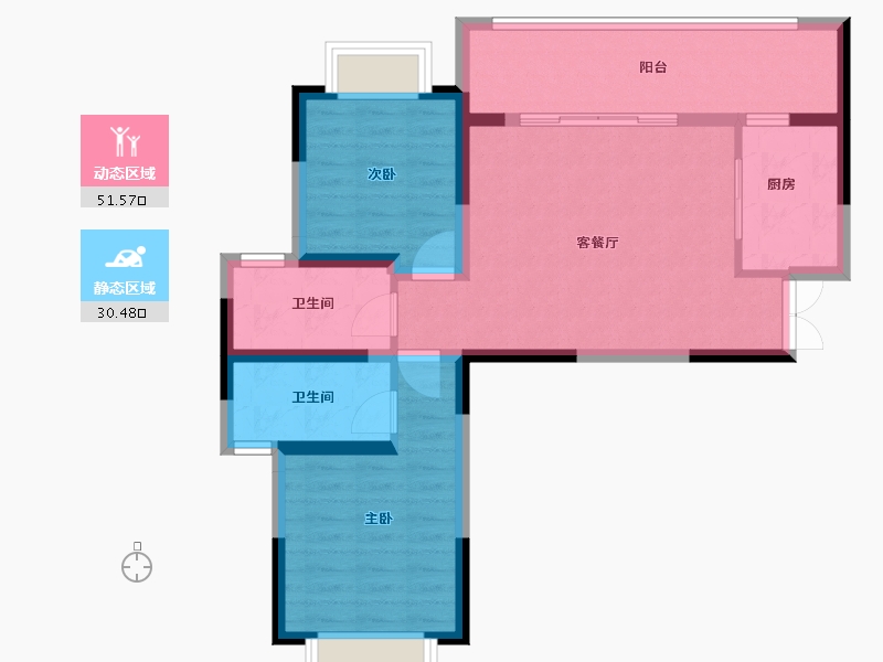 云南省-昆明市-七彩云南古滇名城-72.80-户型库-动静分区