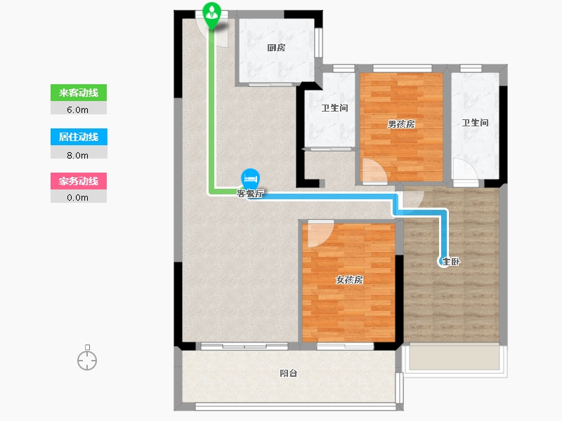 河南省-南阳市-碧桂园南都府-96.12-户型库-动静线