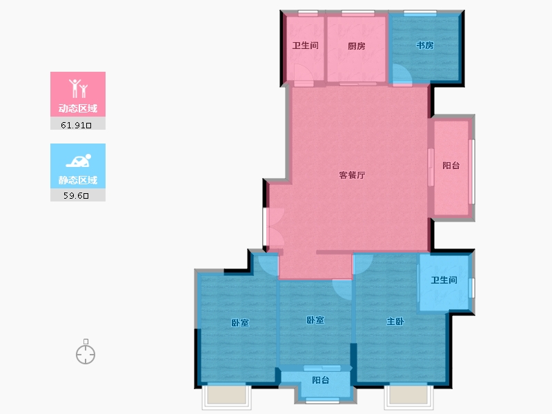 江苏省-徐州市-绿城蘭园-110.25-户型库-动静分区