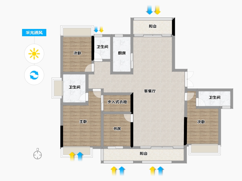 四川省-成都市-天府公园未来城-145.21-户型库-采光通风