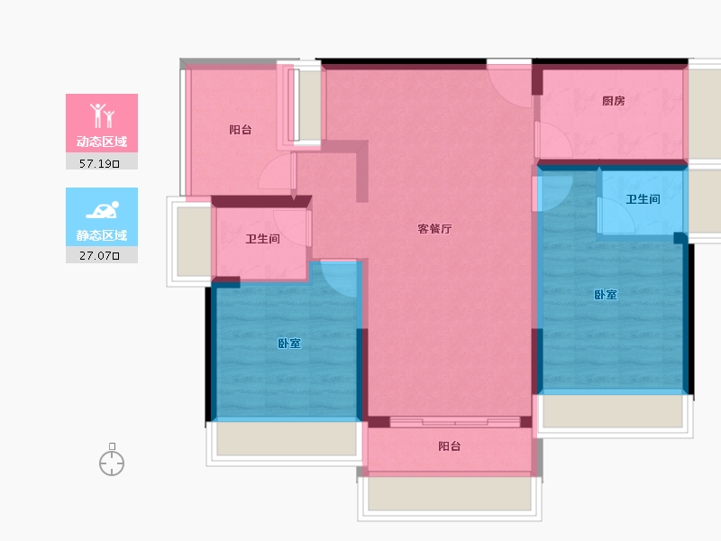 广东省-惠州市-卓洲绿景苑-74.66-户型库-动静分区