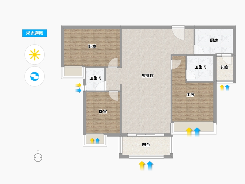 广东省-惠州市-博景湾-103.63-户型库-采光通风