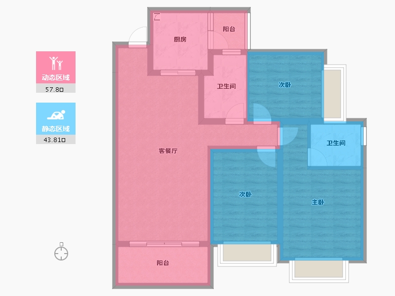 四川省-成都市-恒大御景半岛-90.14-户型库-动静分区