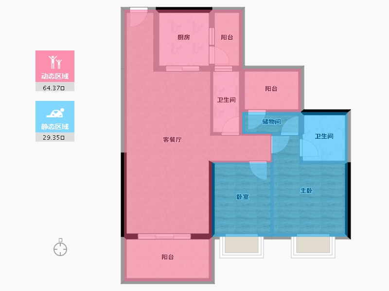 广东省-惠州市-​碧桂园滨江府-83.20-户型库-动静分区