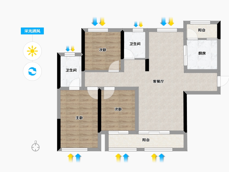 四川省-成都市-天府麓城-80.19-户型库-采光通风