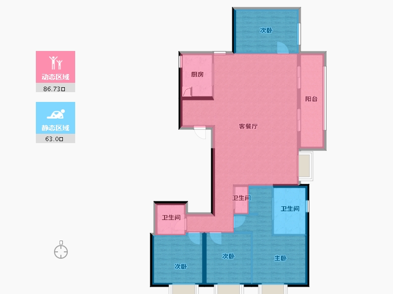 上海-上海市-弘久·新弘北外滩-136.00-户型库-动静分区