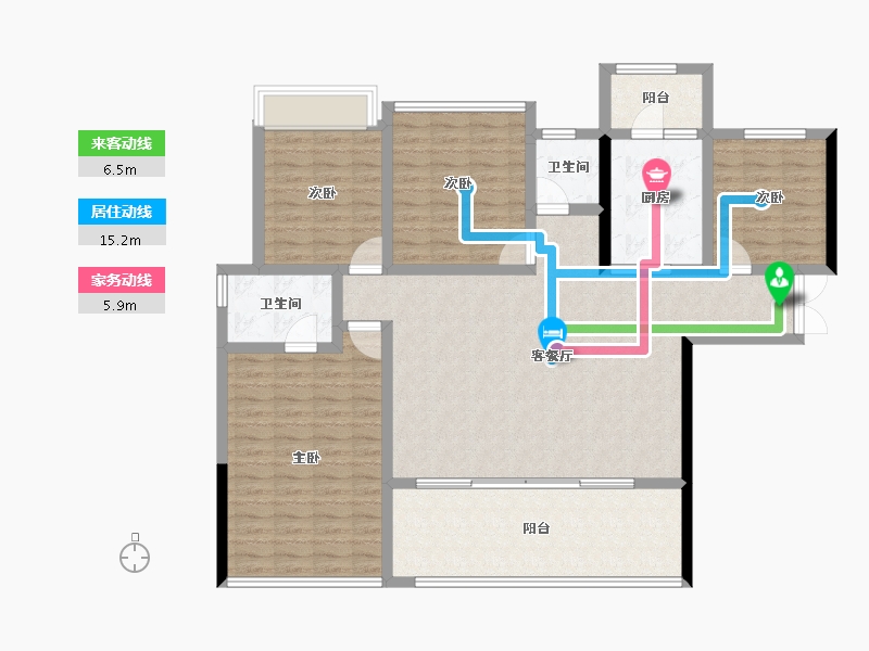 四川省-成都市-人居麓湖林语-128.74-户型库-动静线