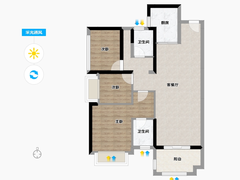 广东省-惠州市-​新城香悦澜山-78.05-户型库-采光通风