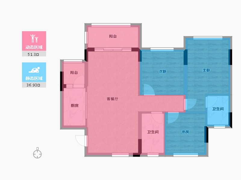 重庆-重庆市-麓台山舍-73.00-户型库-动静分区