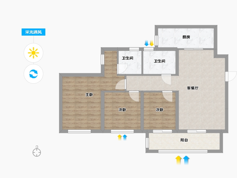 重庆-重庆市-金科 丰泰里-98.72-户型库-采光通风