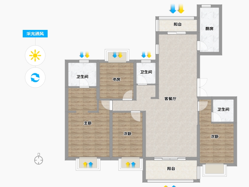 云南省-昆明市-长水航城-113.15-户型库-采光通风