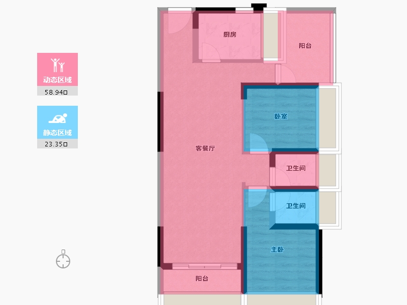 广东省-惠州市-卓洲绿景苑-72.70-户型库-动静分区