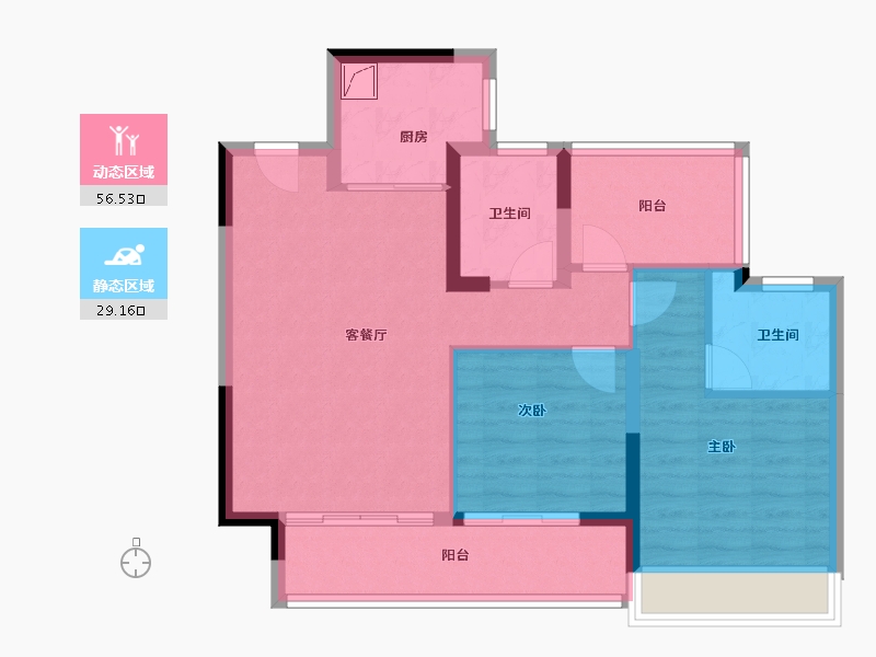 广东省-惠州市-华发旭辉铂钻四季-76.25-户型库-动静分区