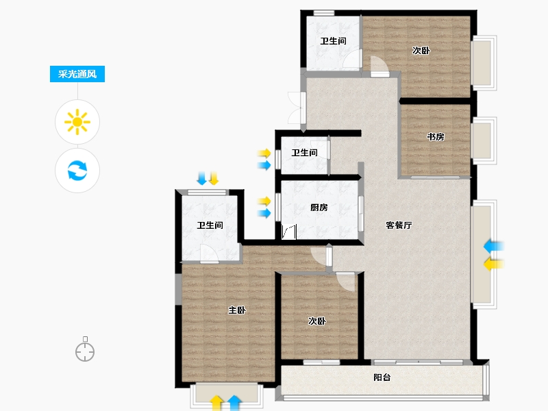 安徽省-安庆市-万达天空之城-142.90-户型库-采光通风