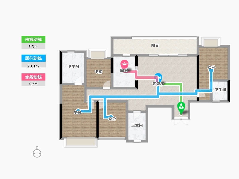 四川省-成都市-天府公园未来城-133.11-户型库-动静线