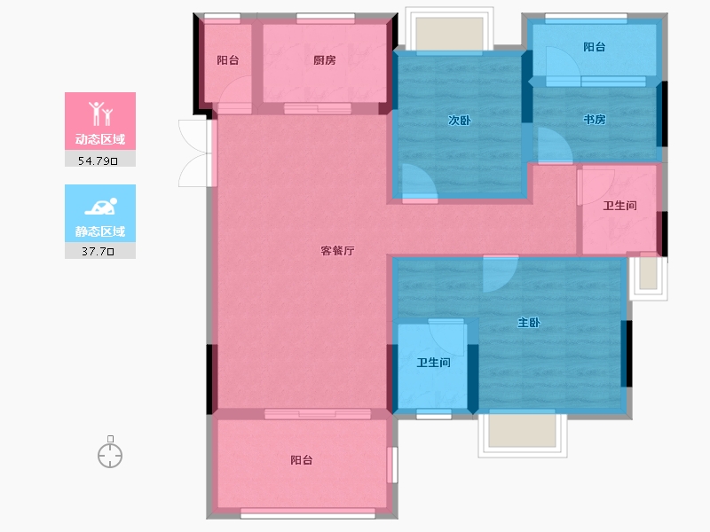 重庆-重庆市-利安凰城御府-81.73-户型库-动静分区