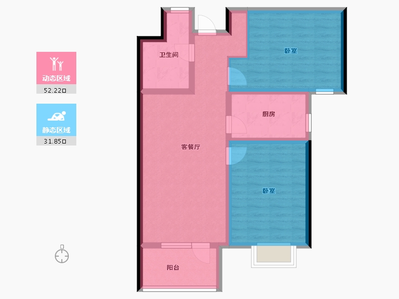 山东省-青岛市-蔚蓝天地-74.40-户型库-动静分区