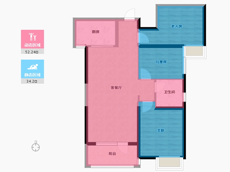 内蒙古自治区-包头市-海伦国际三期-76.92-户型库-动静分区