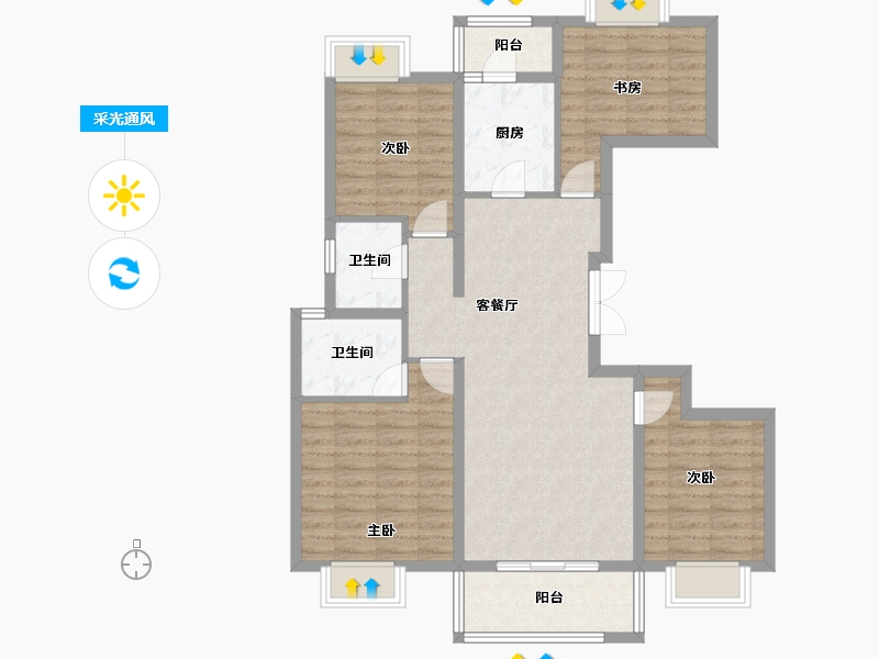 云南省-昆明市-长水航城-98.85-户型库-采光通风