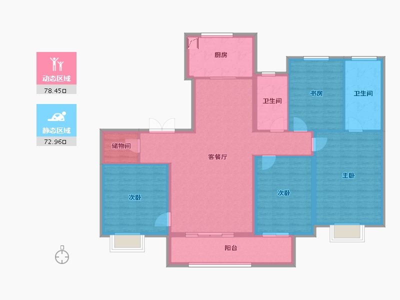 江苏省-徐州市-云龙湖金茂府-137.60-户型库-动静分区