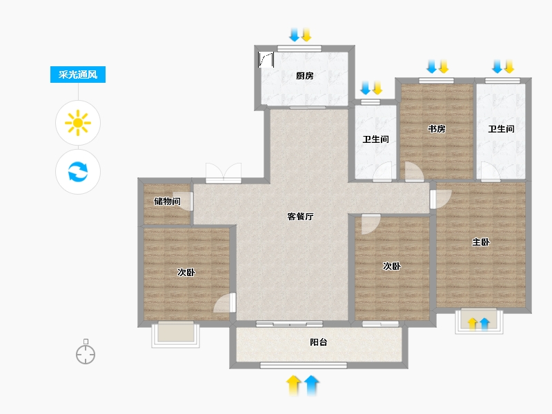 江苏省-徐州市-云龙湖金茂府-137.60-户型库-采光通风