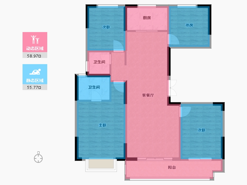 陕西省-榆林市-中梁-115.77-户型库-动静分区