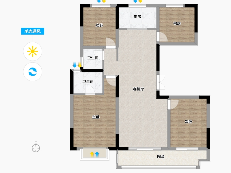 陕西省-榆林市-中梁-115.77-户型库-采光通风