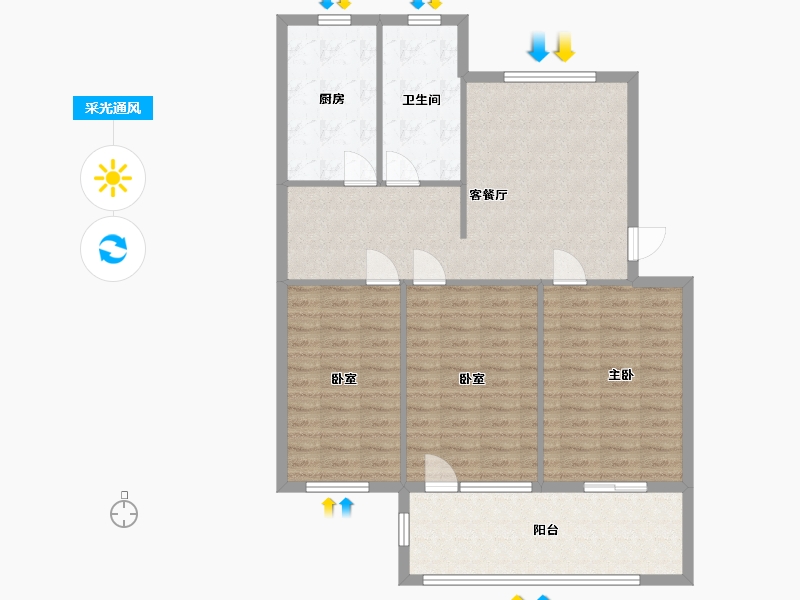 河南省-郑州市-官渡住宅小区-98.60-户型库-采光通风