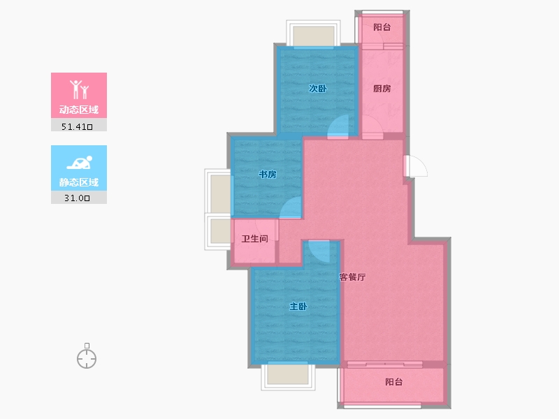 云南省-昆明市-长水航城-73.16-户型库-动静分区