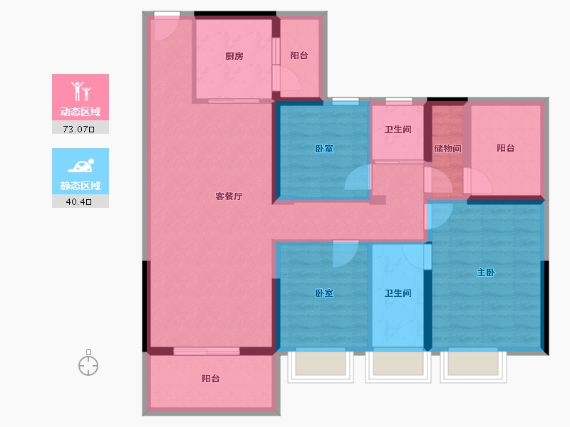 广东省-惠州市-​碧桂园滨江府-101.00-户型库-动静分区