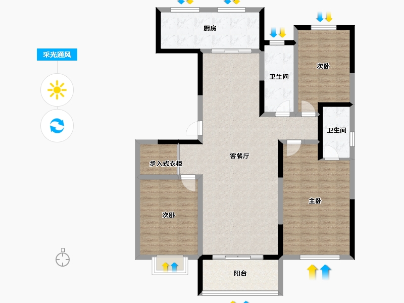 山东省-青岛市-交运山海懿品-127.20-户型库-采光通风