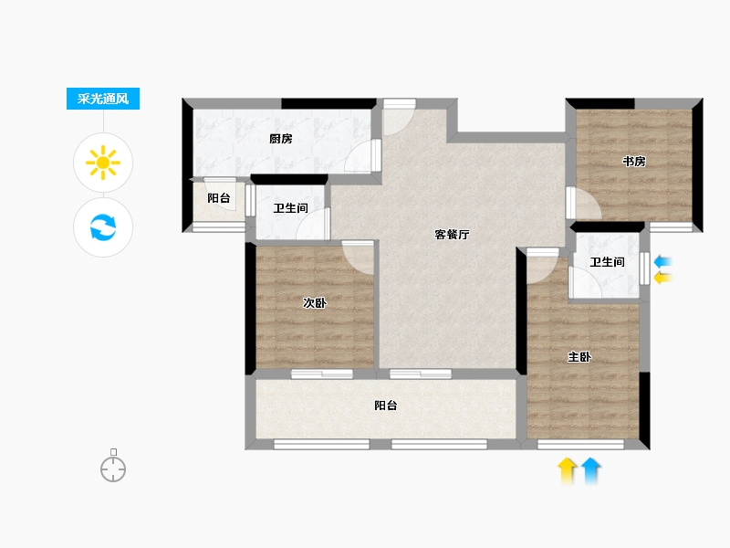 四川省-成都市-天府麓城-75.75-户型库-采光通风