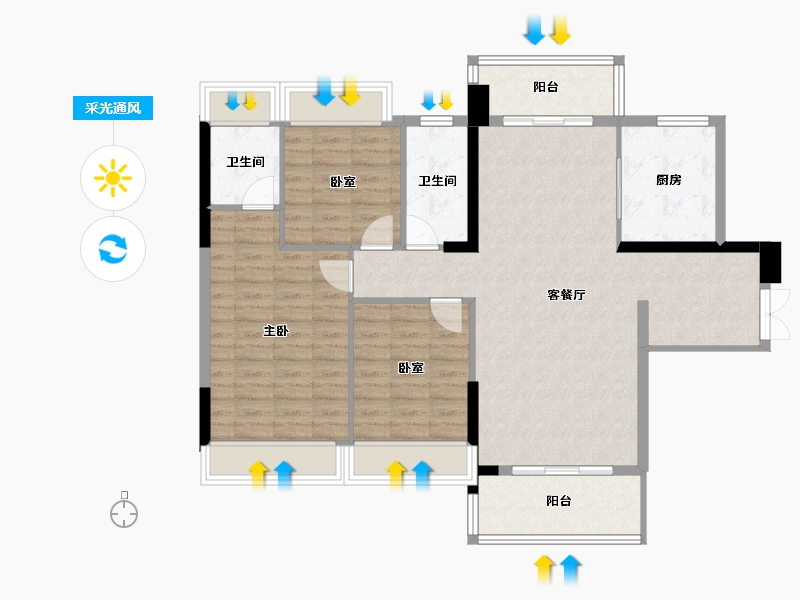 广东省-惠州市-金碧湾花园-104.15-户型库-采光通风