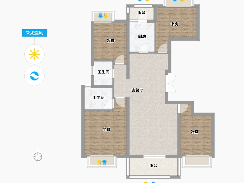 云南省-昆明市-长水航城-99.57-户型库-采光通风