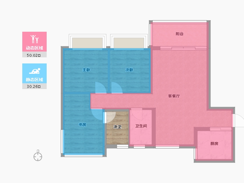 四川省-成都市-格林城市花园二期-75.54-户型库-动静分区