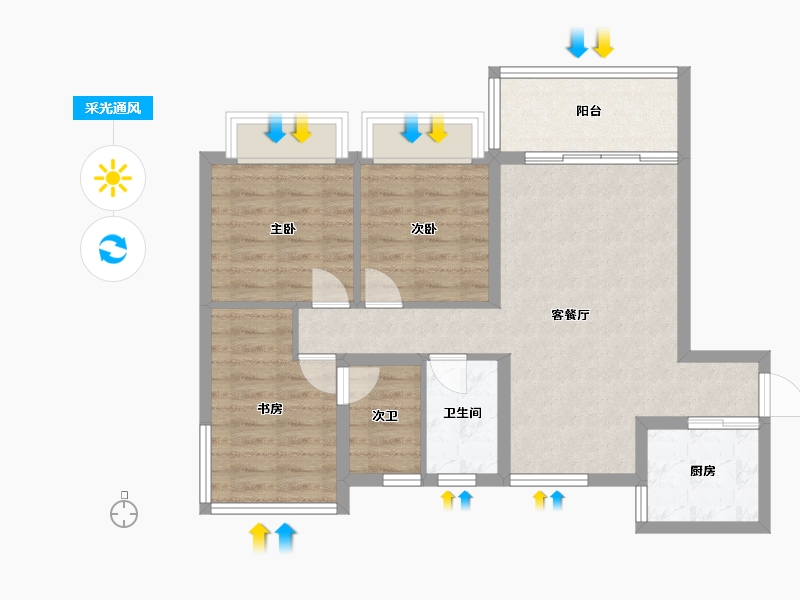 四川省-成都市-格林城市花园二期-75.54-户型库-采光通风