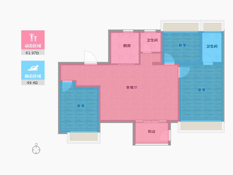 河南省-南阳市-建业青云里-100.65-户型库-动静分区