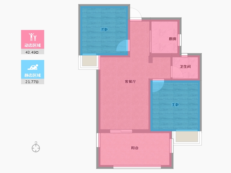 云南省-昆明市-浩创半山云府-57.38-户型库-动静分区