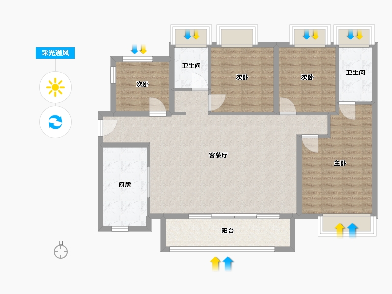 广东省-清远市-保利天汇-101.00-户型库-采光通风